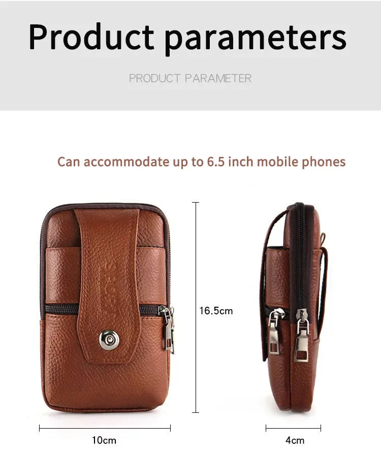 New Men's Large Capacity Mobile Phone Belt Bag Multi functional Waterproof Belt Waist Bag