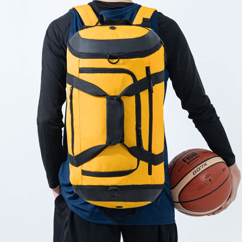 Men Sport Backpack Waterproof Gym Bags Separation Basketball Backpack Large Duffel Handbag Fitness Training Shoulder Bag Dry Wet