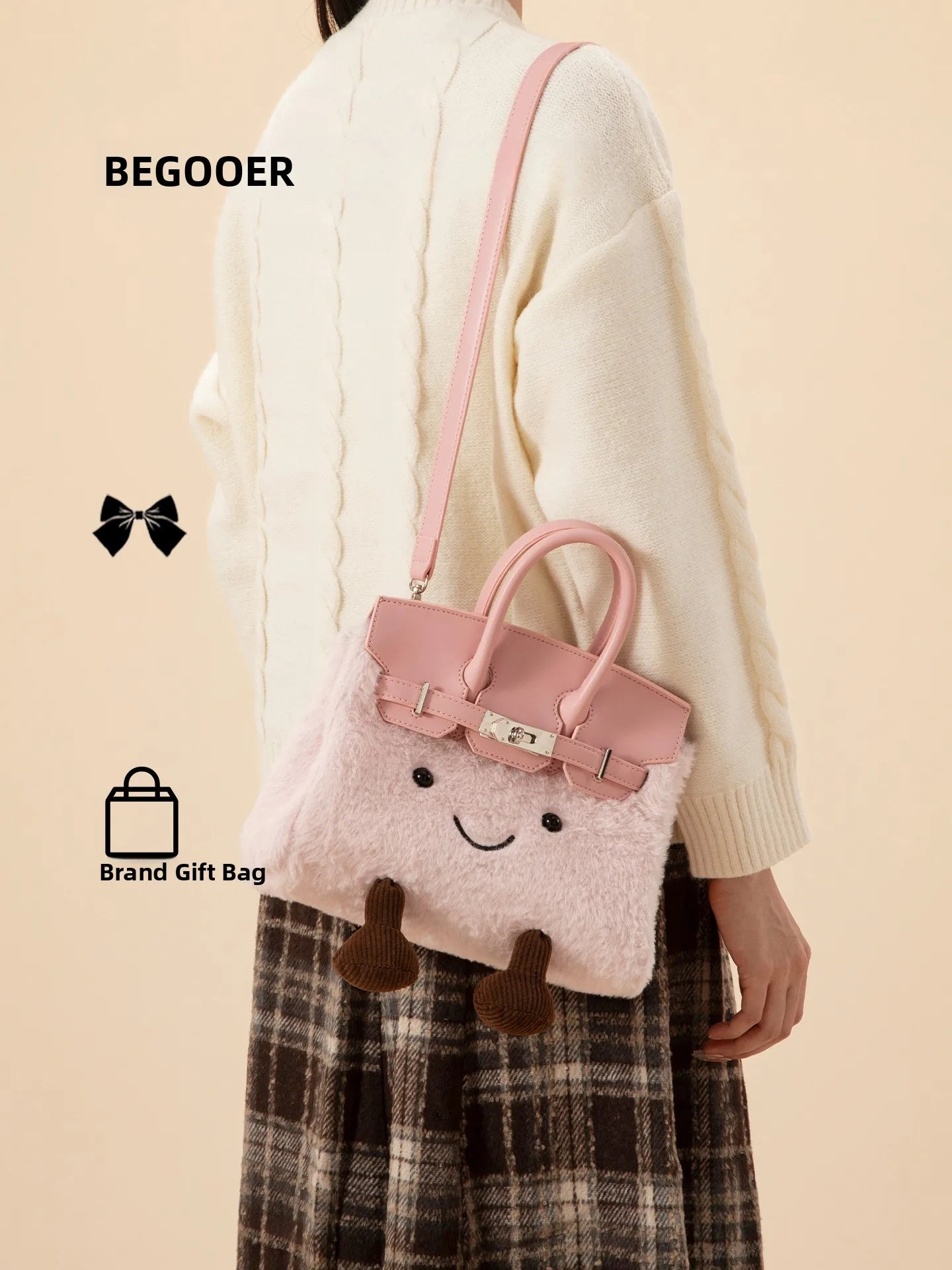 Cute Plu Crossbody Bag Women's Faionable Cartoon Handbag  Handbag Removable oulder Strap PU Leather Briti Sle