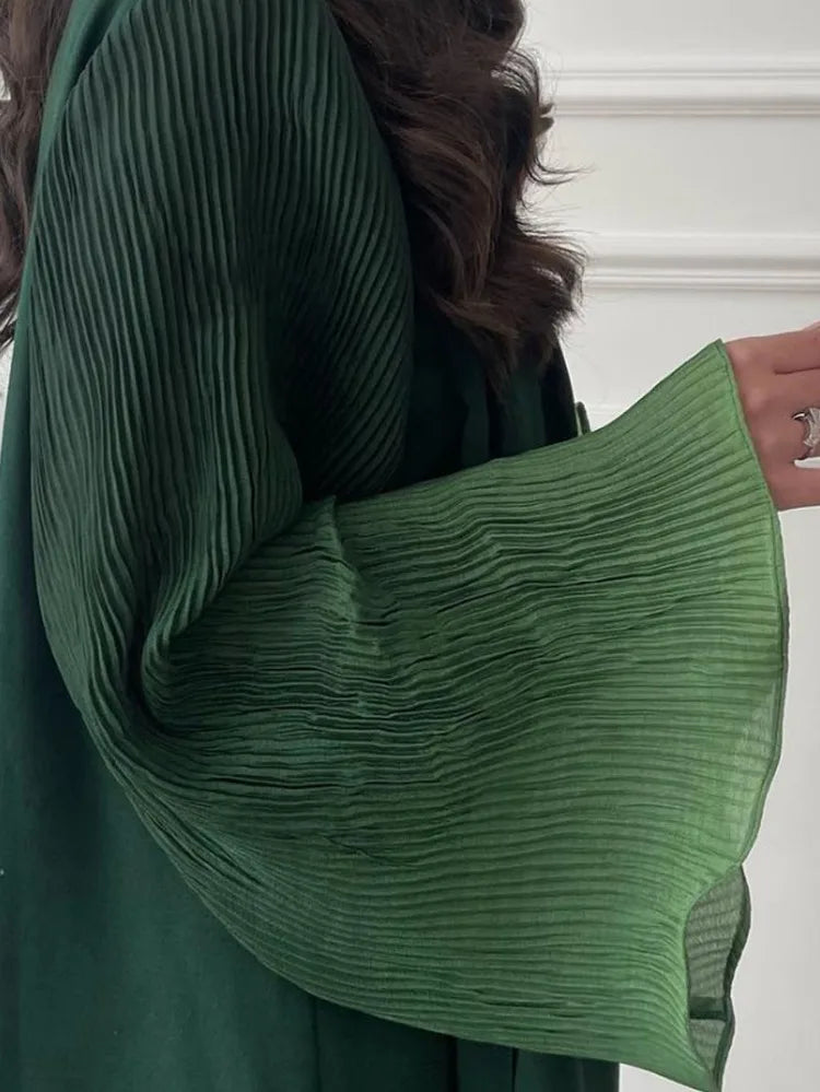 Open Front Abaya Muslim Flare Sleeve Casual Arabian Abayas Middle-East Elegant Turkey Kaftans Women Jilbabs Islamic Maxi Dresses