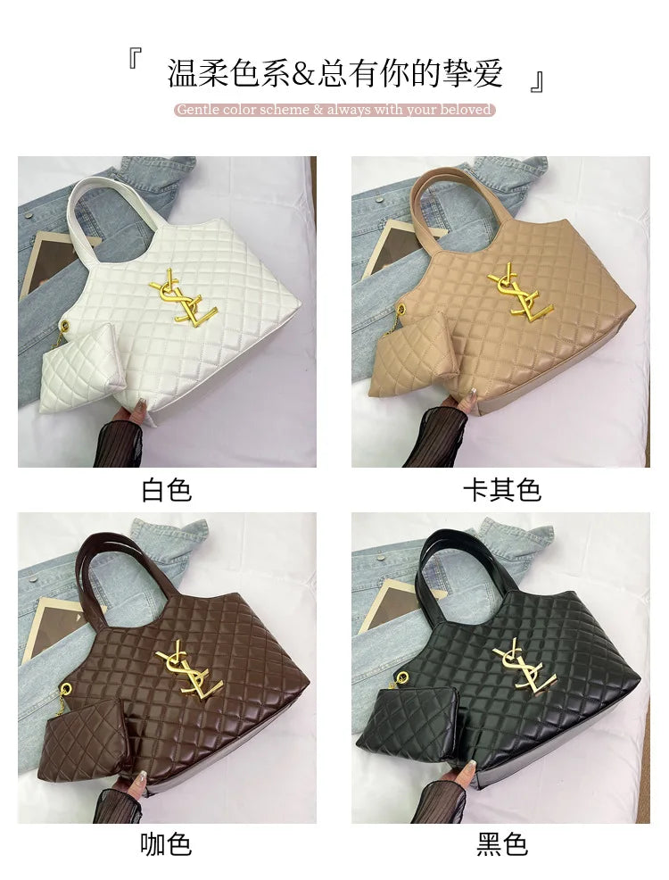 2025 New Women's Tote Bag Diamond Quilted Mother Daughter Purse, Retro Handheld Shoulder Bag, Spacious & Stylish, Casual/Office