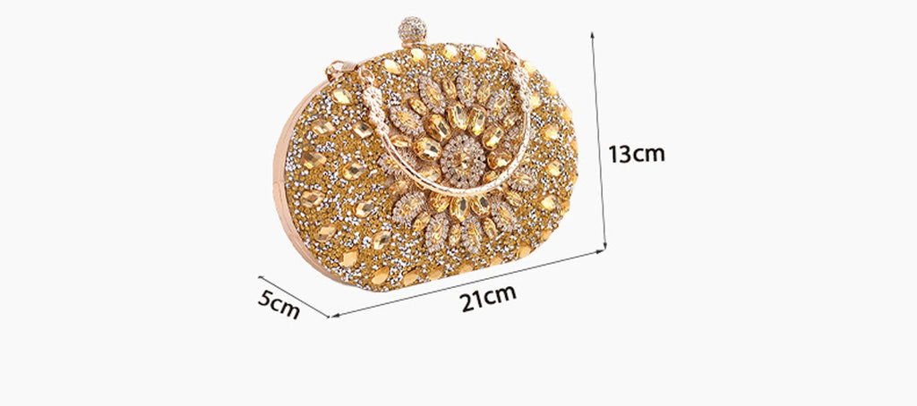 Gold Round Bag Luxury Brand Rhinestone Clutch Bags for Women 2024 Crystals Party Purses Diamond Designer Crossbody Handbags