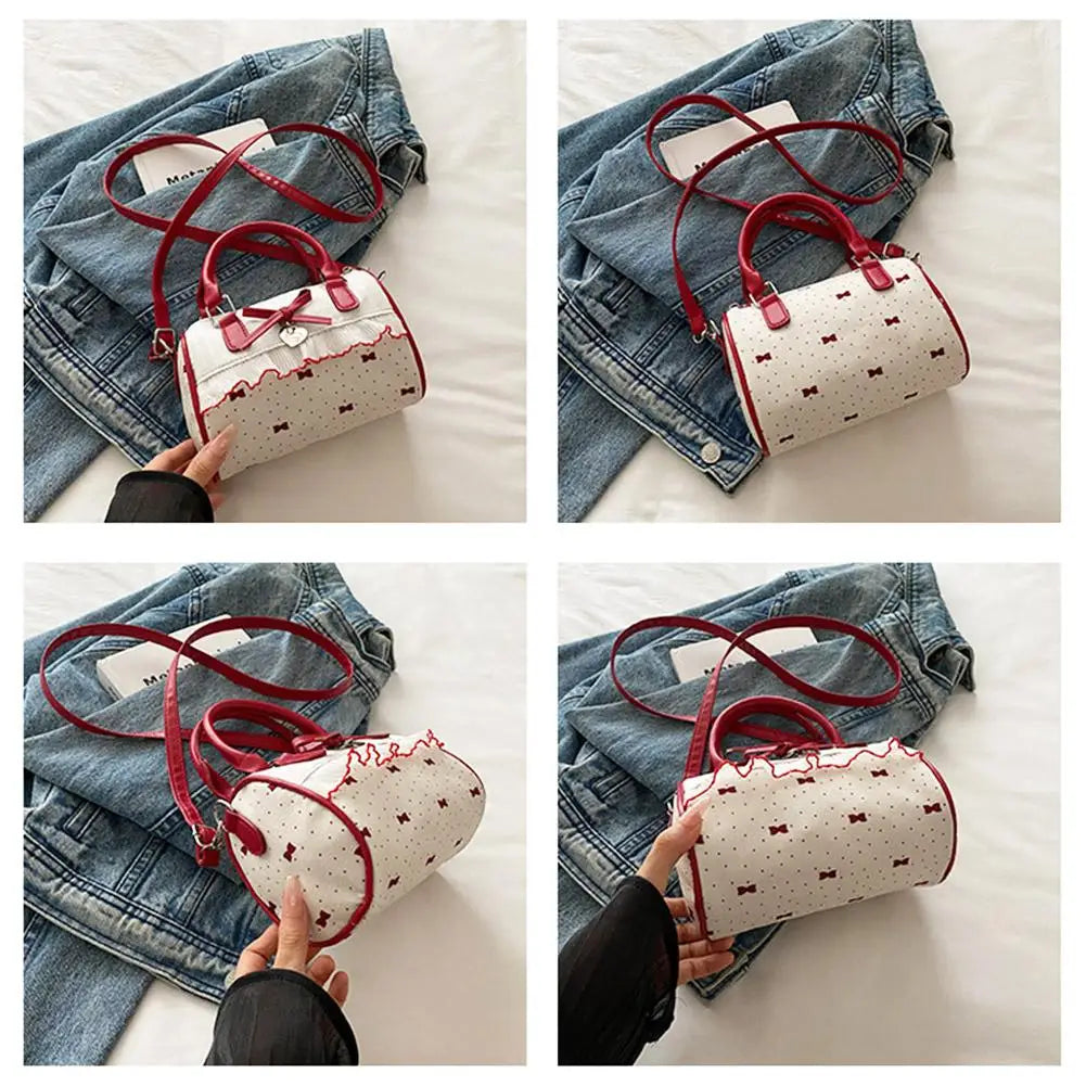 Bow Handbag Large Capacity Waterproof Single Shoulder Bag Adjustable Strap sweet cute Casual shopping Tote Bag