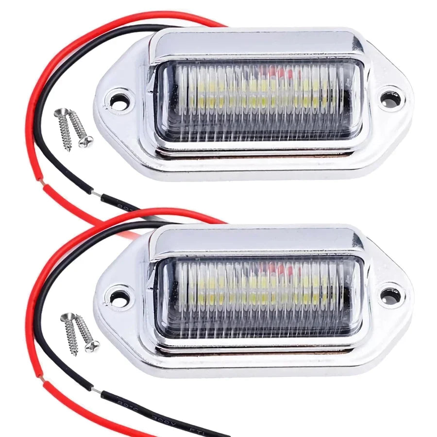 6 LED Car License Plate Light Bright Tag Lamp for Truck SUV RV Trailer Van 12V White Exterior License Plate Light Automotive Car