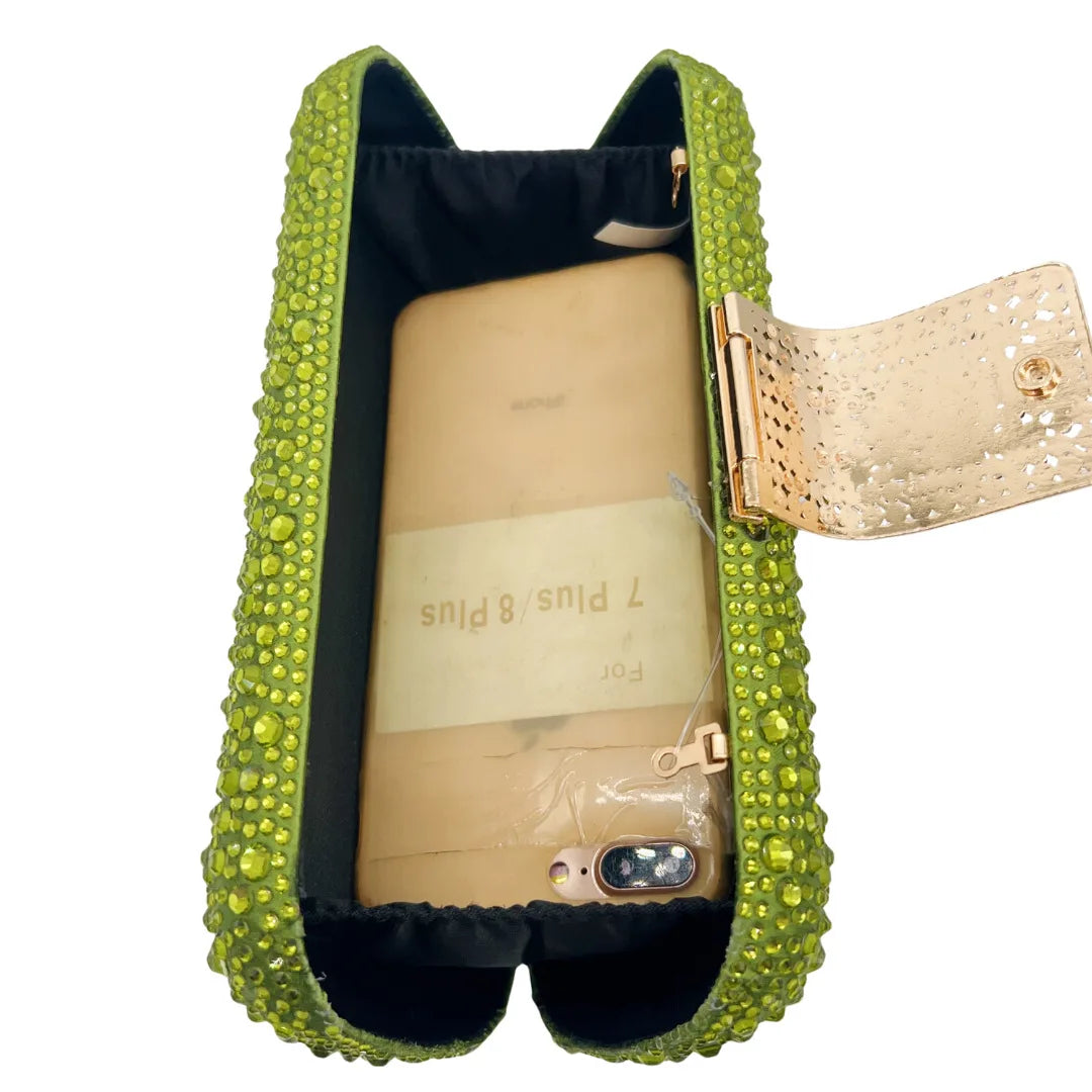 Luxury Evening Bag for Women Fashion Small Clutch Rhinestone Handbag Vintage Beaded Polyester Fiber Hard Shell Handbag