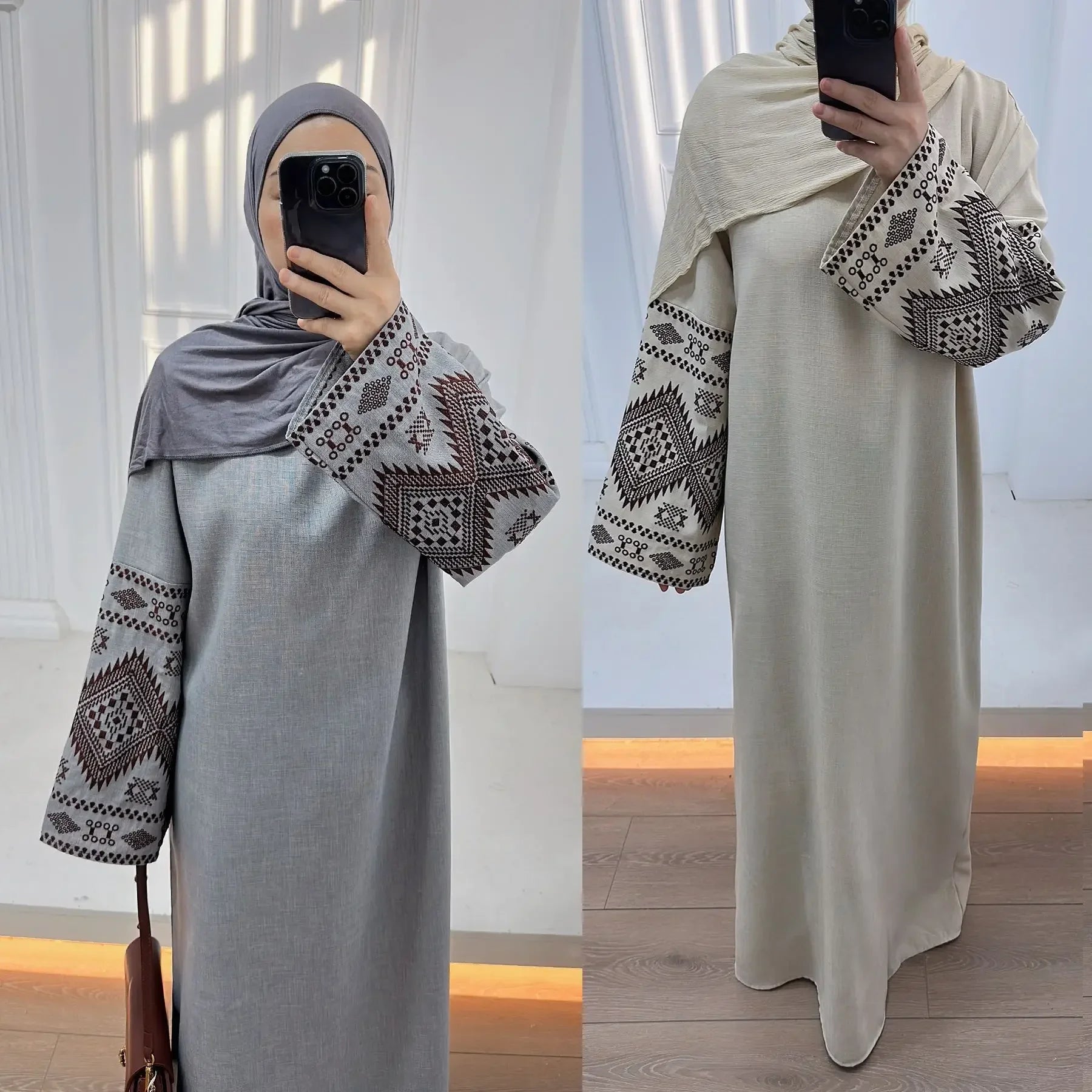 Embroidery Cuff Closed Muslim Abaya Dress for Women Dubai Turkey Islmaic Clothes Eid Ramadan Abayas Adult Black Long Robe Female