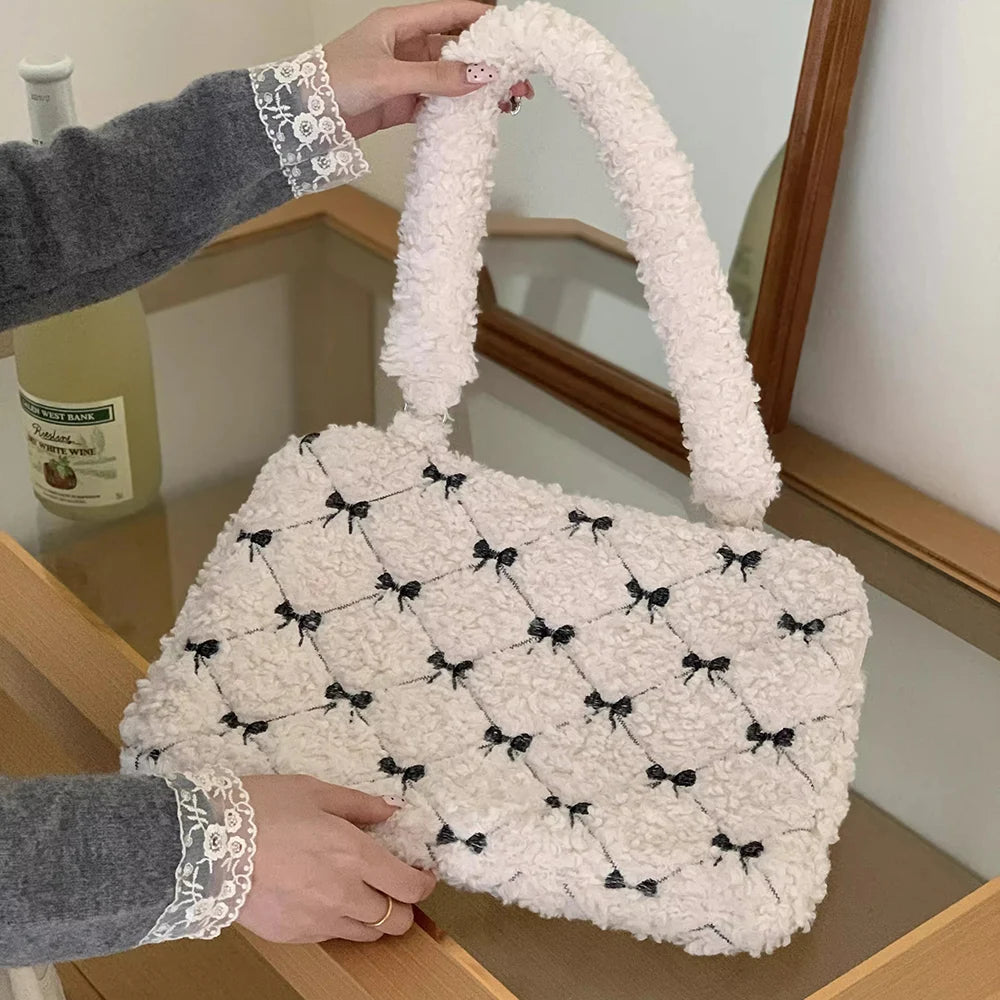 Cute Laptop Bag 13.3 14 15.6 For Macbook Air Pro 13 15 16 HP Huawei Asus Acer Dell Xiaomi Lenovo plush Shoulder Handbag