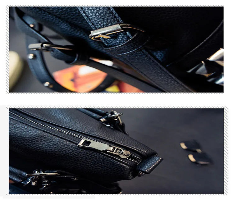 Luxury Pu Leather Handbags Shoulder Bags High Quality Ladies Big Shoulder Messenger Bags Fashion Female Rivet Tote Travel Bag