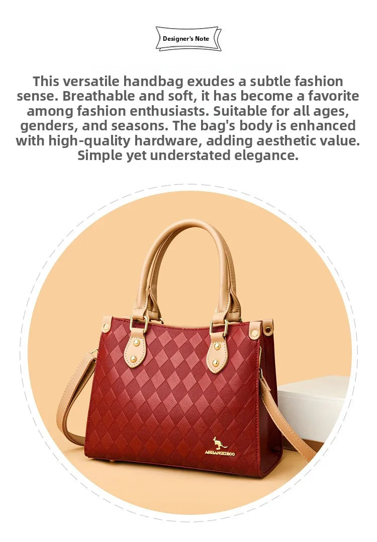 Fashionable Large Women's Handbag Shoulder Bag Crossbody Bag for Middle-Aged Mothers PU Material Boston Bag Style Summer Hot...