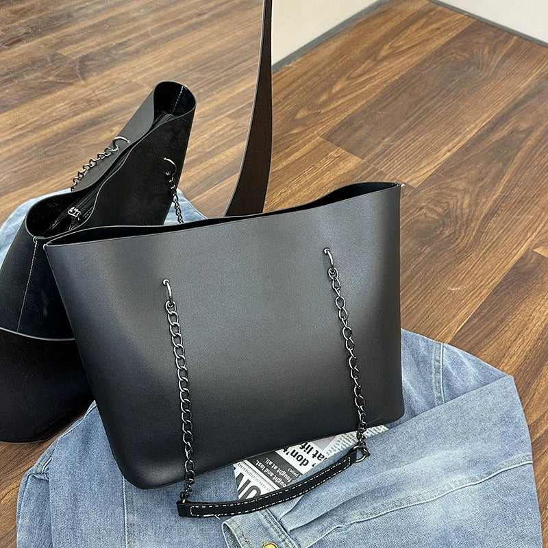 Luxury PU Leather Tote Bag For Women New Chains Shoulder Bag Large Capacity Handbag Travel Female Handle Bag bolso