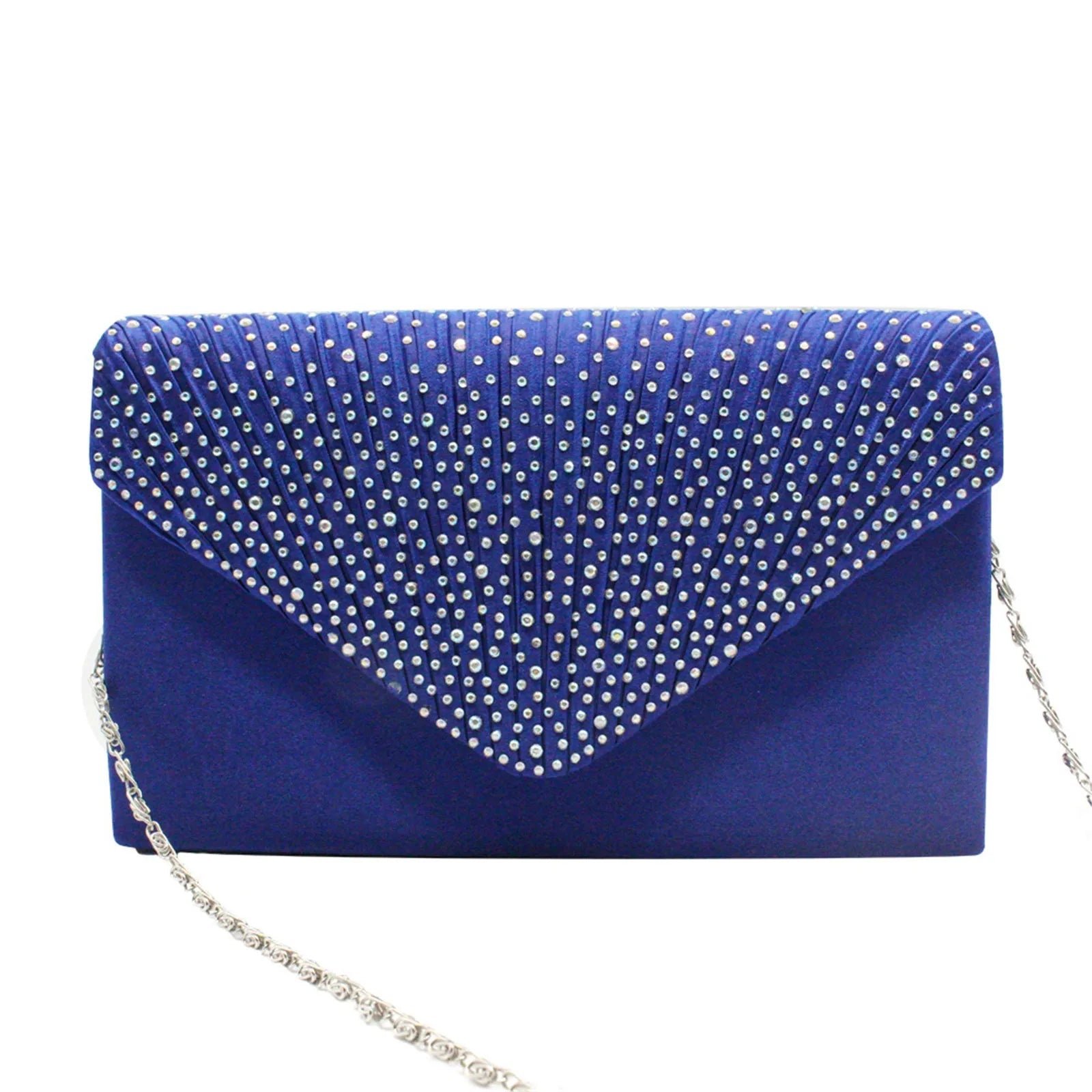 Women's  Luxury Silk Evening Clutch Bag - Elegant Women’s Prom/Wedding Handbag with Detachable Chain Strap & Secure Closure