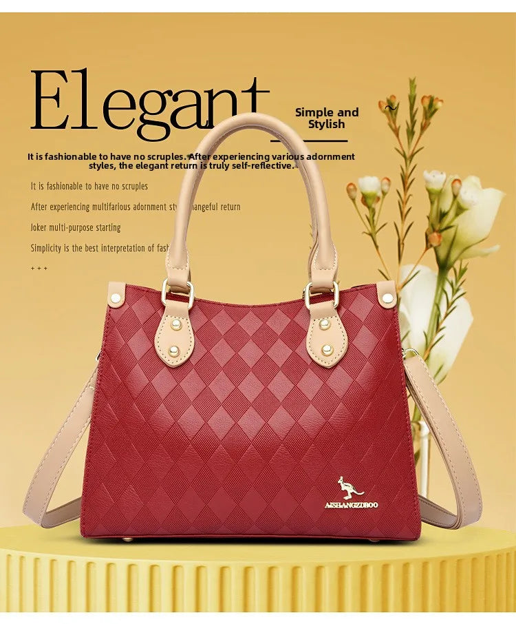 Fashionable Large Women's Handbag Shoulder Bag Crossbody Bag for Middle-Aged Mothers PU Material Boston Bag Style Summer Hot...