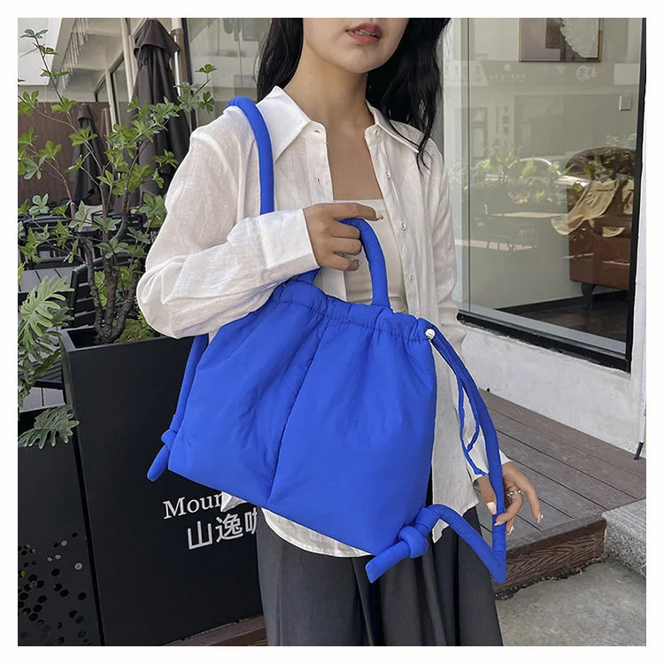 Women Shoulder Crossbody Bags Casual Nylon Padded Tote Bag Designer Soft Puffer Simple Vintage Large Capacity Handbags