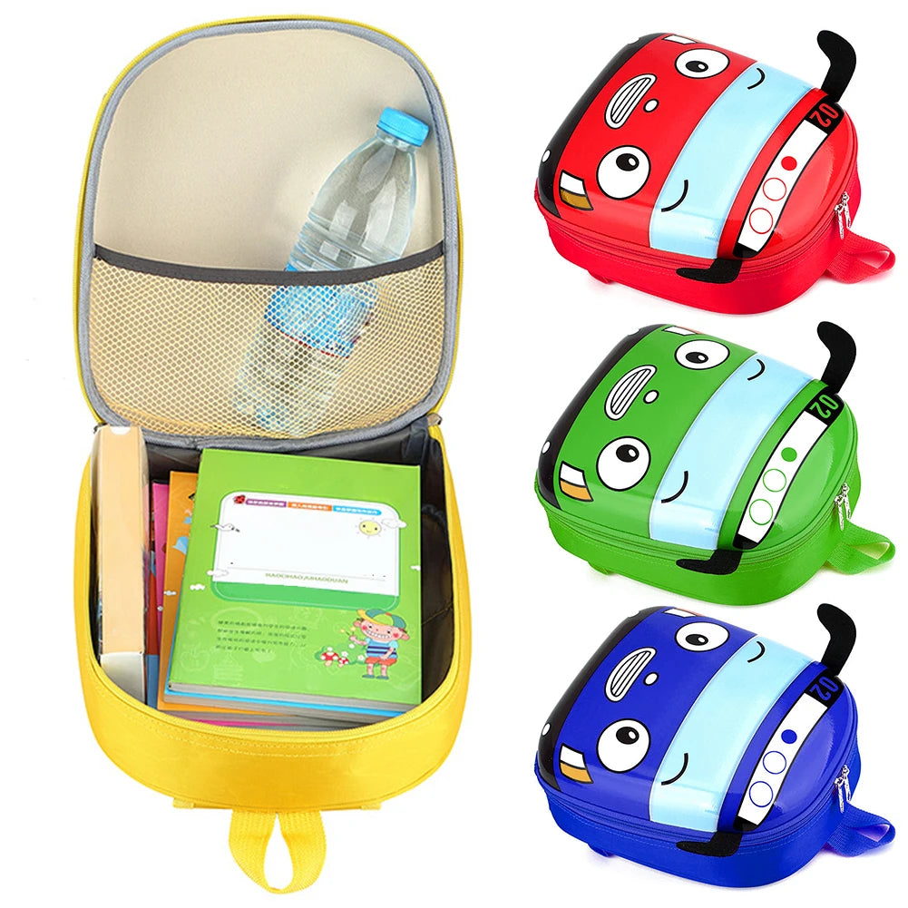 3D Cartoon Bus Daycare Bags Cute Kindergarten Children School Bag Small School Bookbag for Boys Girls Go for An Outing