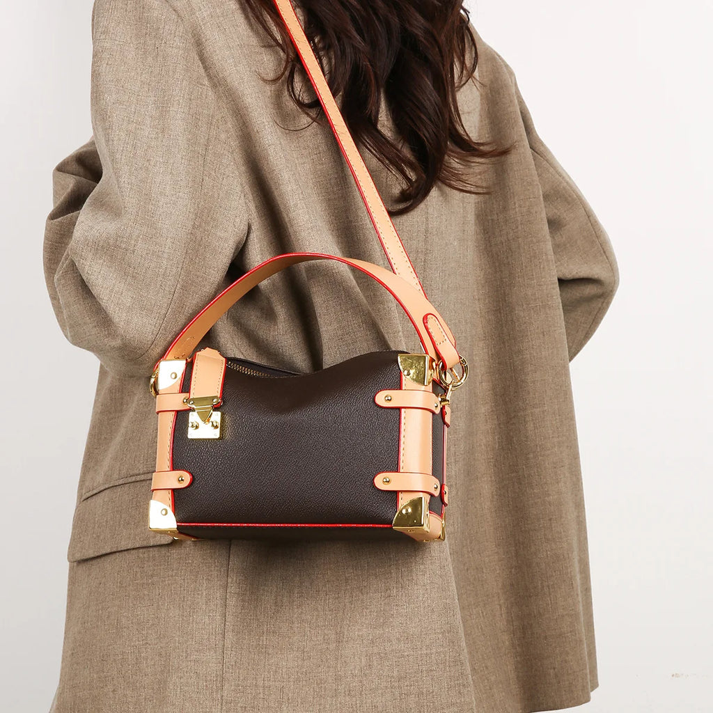 French Luxury Box Bag Mini Square Purse, Multi-Way Shoulder/Crossbody, High-End PU Leather, Compact & Stylish, Elegant Work Bag
