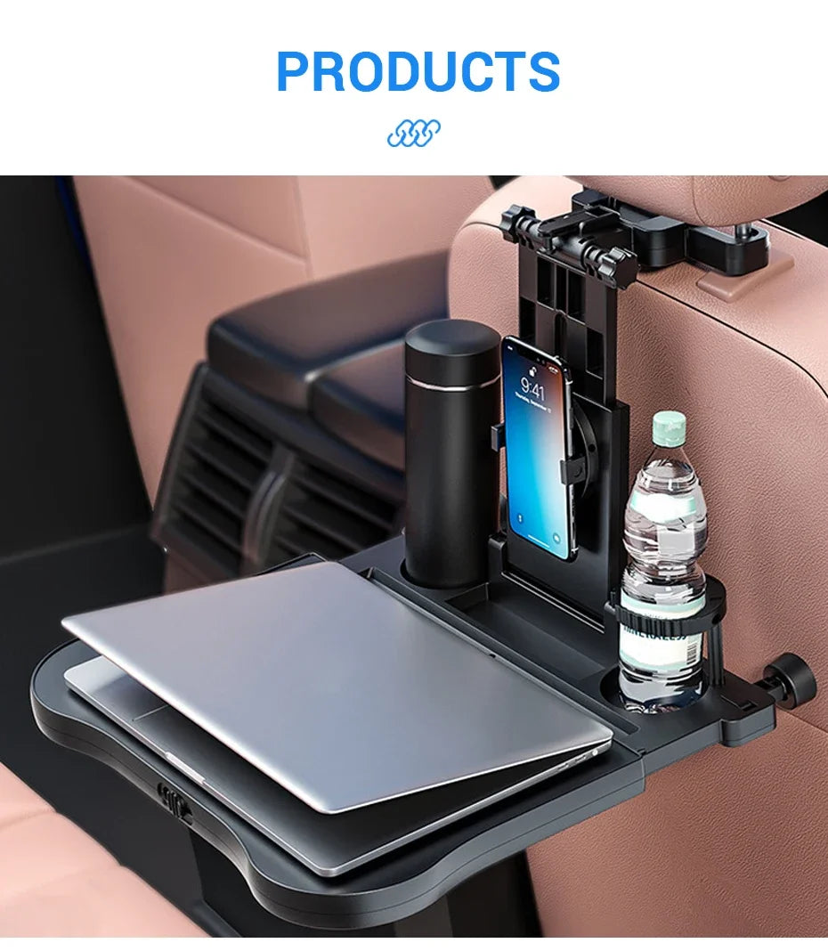 Car Back Seat Foldable Table Tray Tablet Laptop Holder Auto Seat Back Desk Tissue Box Cup Phone Holder Folding Table NEW