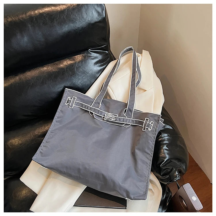 Funny Design Large Capacity Tote Bags 2025 New Casual Lightweight Nylon Shoulder Bag Versatile Canvas Bag Women Shopping Handbag