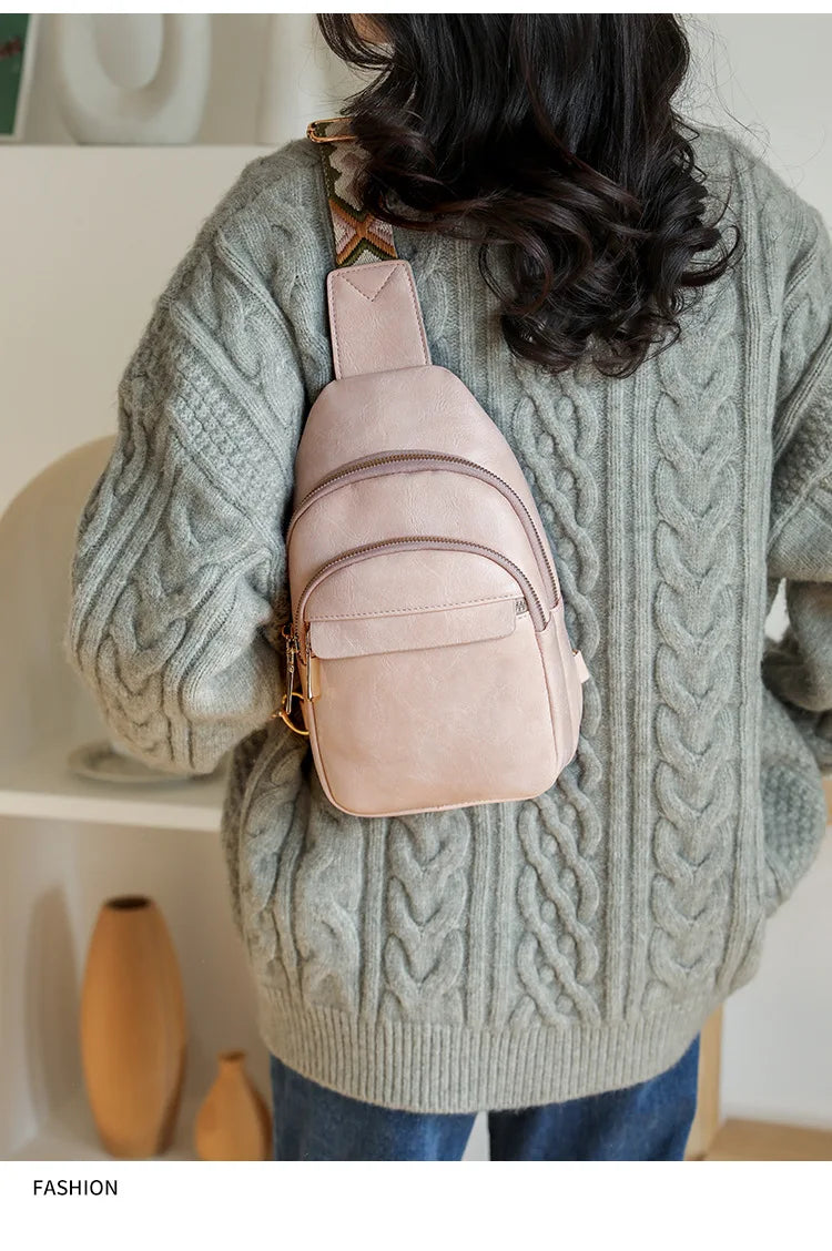 Sling Bag For Women Men Backpack Fanny Pack Crossbody Purse Chest Travel Shoulder Belt Bags Purse Handbag PU Leather Anti Theft