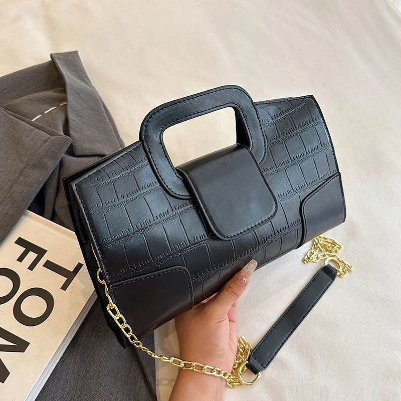 Luxury Clutch Bag Retro Women's Bag Stone Pattern PU Leather Crossbody Bag Female Flap Handbag Shoulder Bag Simple Sac A Main