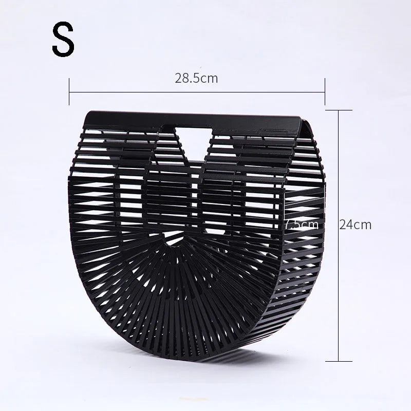 Fashion Straw Bag Bamboo Semi-circular Handbags High quality Hand woven Women Bags Bohemia Summer Ladies Beach Bag Bamboo Bags