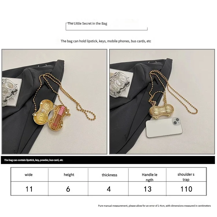Luxury Diamond Inlay Peanut Shape Crystal Clutch Purse Stones Evening Wedding Party Shoulder Bag Handle Rhinestone Mini Handbags