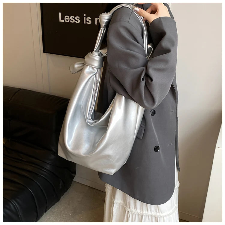 Leisure soft large-capacity bag female 2024 new fashion work shoulder bag college students relax tote bag