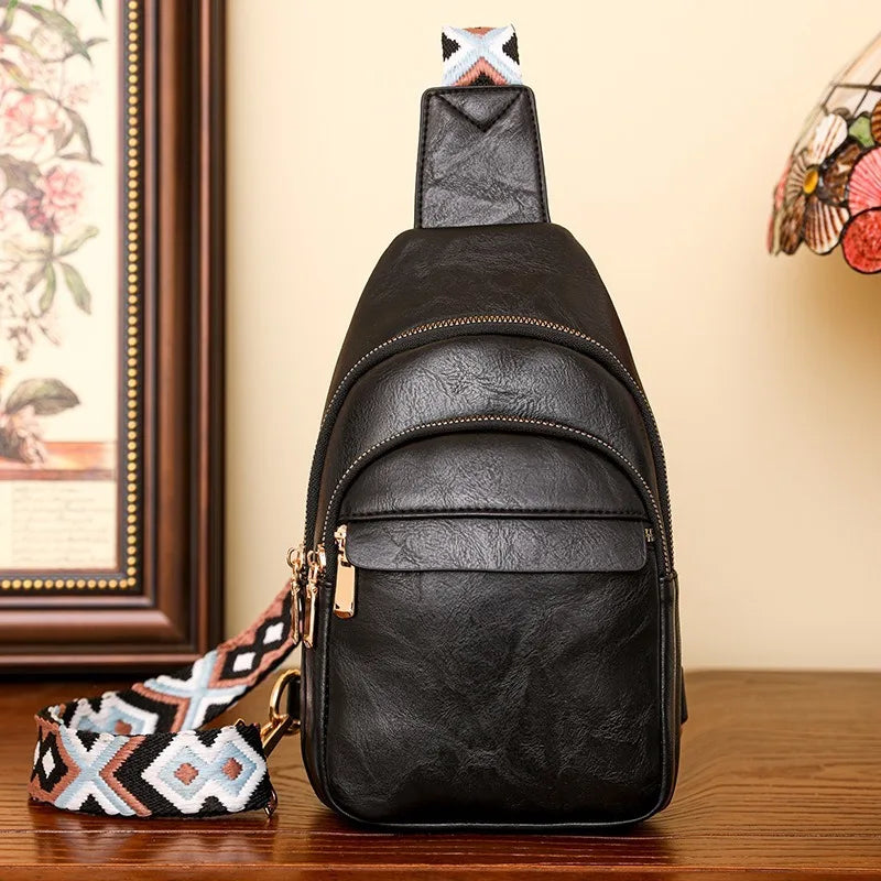 Sling Bag For Women Men Backpack Fanny Pack Crossbody Purse Chest Travel Shoulder Belt Bags Purse Handbag PU Leather Anti Theft