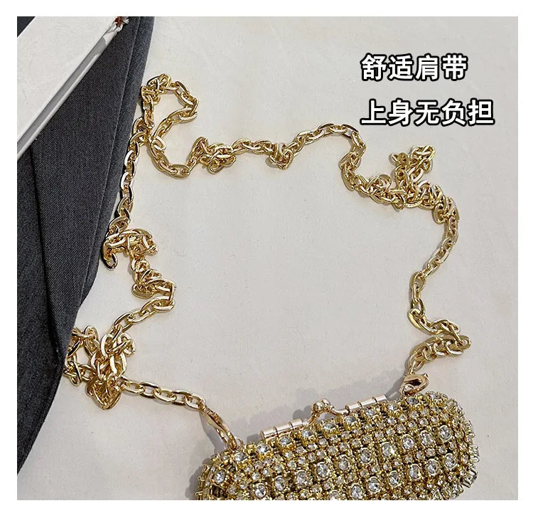 Mini Evening Bags for Women 2025 New Fashion Diamonds Shoulder Bag Ladies Luxury Cute Chain Party Lipstick Crossbody Bag Woman