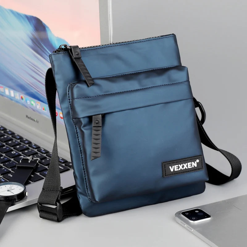 Messenger Sling Bags For Men Casual PU Leather Zipper Crossbody Pouch Simple Mini Crossbody Phone Bag Male Side Shoulder Bag