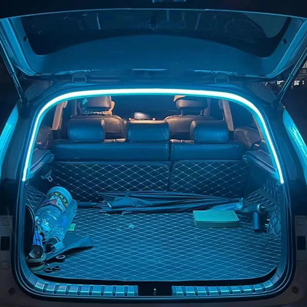 LED Car Trunk Light Strip 2/4M No Drilling Dynamic Flowing Light Strip Car Trunk Ambient Lighting Strip for Truck Trunk Decor