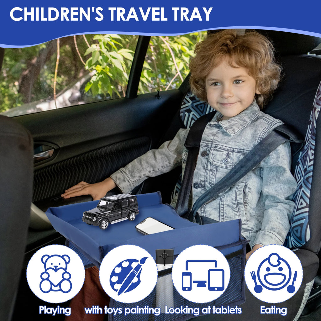 Car Seat Kid Travel Tray Foldable Safety Seat Play Table Organizer Storage Snacks Toys Toddler Car Seat Tray For Kids Activities