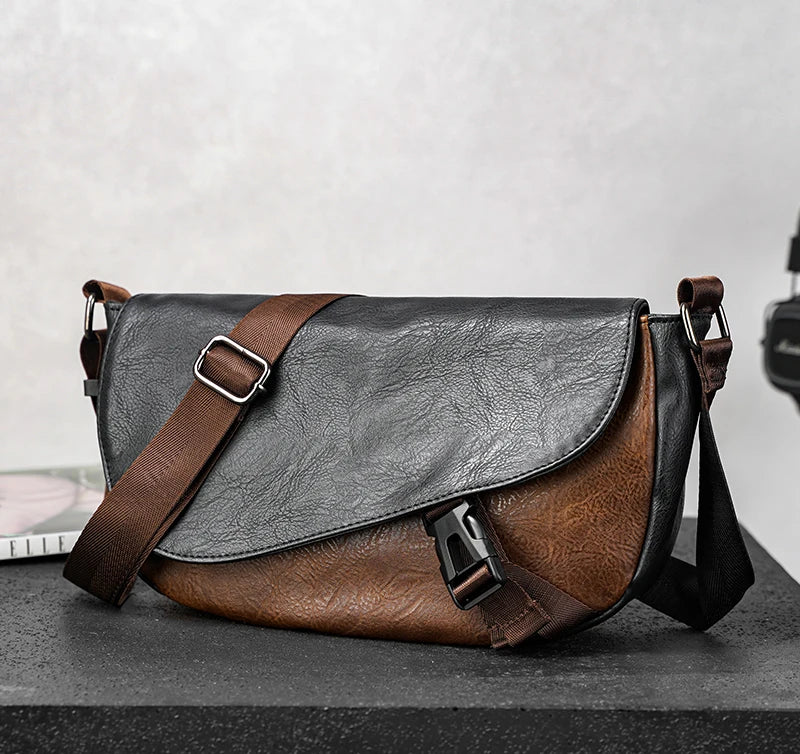 Trendy Men's Retro Small Satchels Bag Versatile Commuting Shoulder Bags New Fashion Postman Bags For Cool Boys