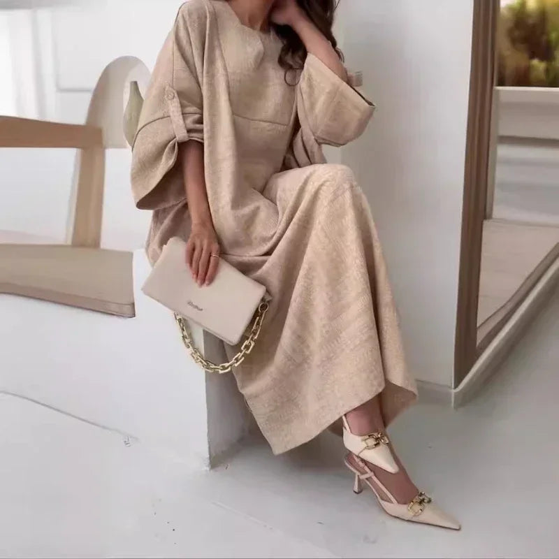 2024 Summer Fashion New Muslim Women Loose Ethnic Style Plus Size Dress Printed Square Neck Elegant Casual Party Women's Wear