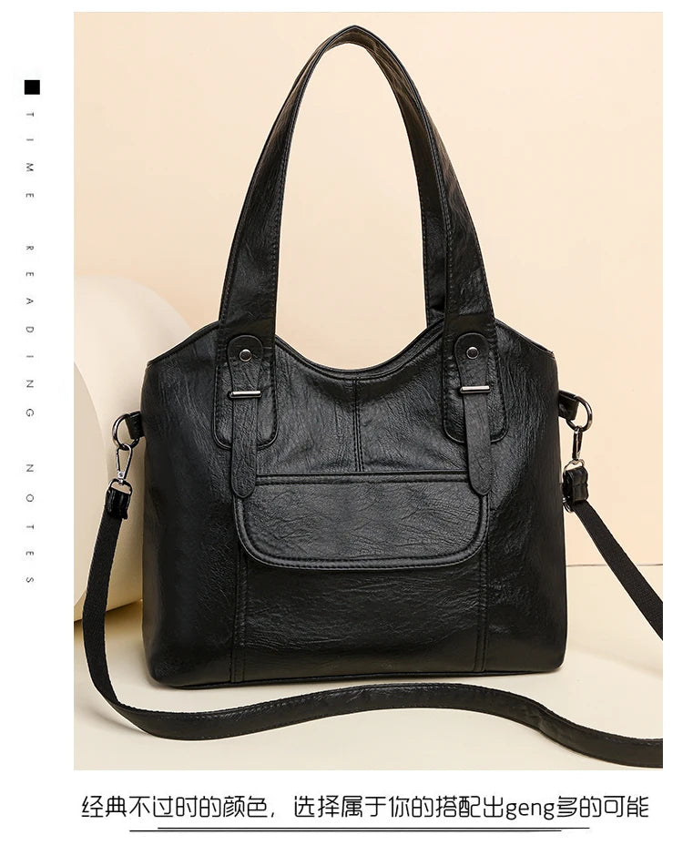 Luxury Soft Leather Handbags Designer Retro Crossbody Bags for Women 2023 New Large Capacity Ladies Shoulder Messenger Bag