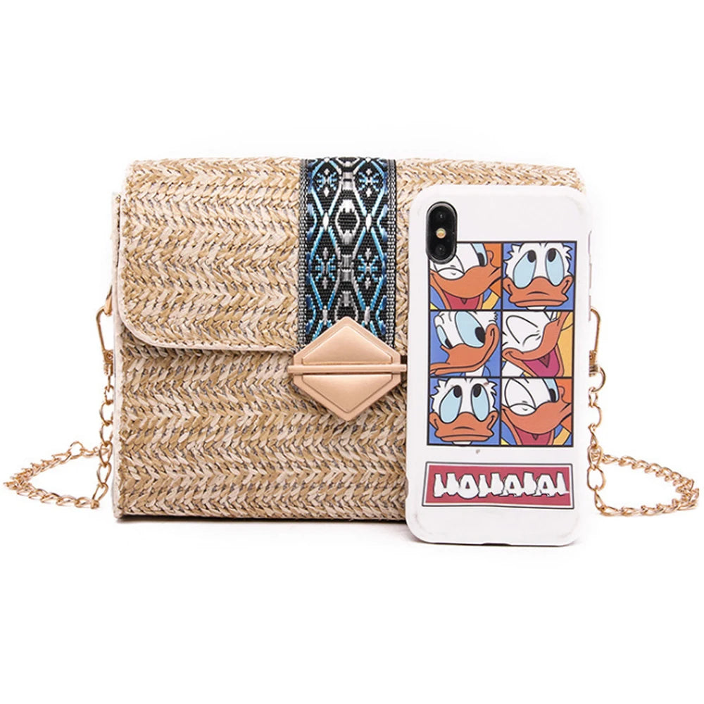 Clutch Crossbody bag Square Straw Bags Women Fashion Rattan Messenger Bag Handbag bolsas sacos соломенная сумка