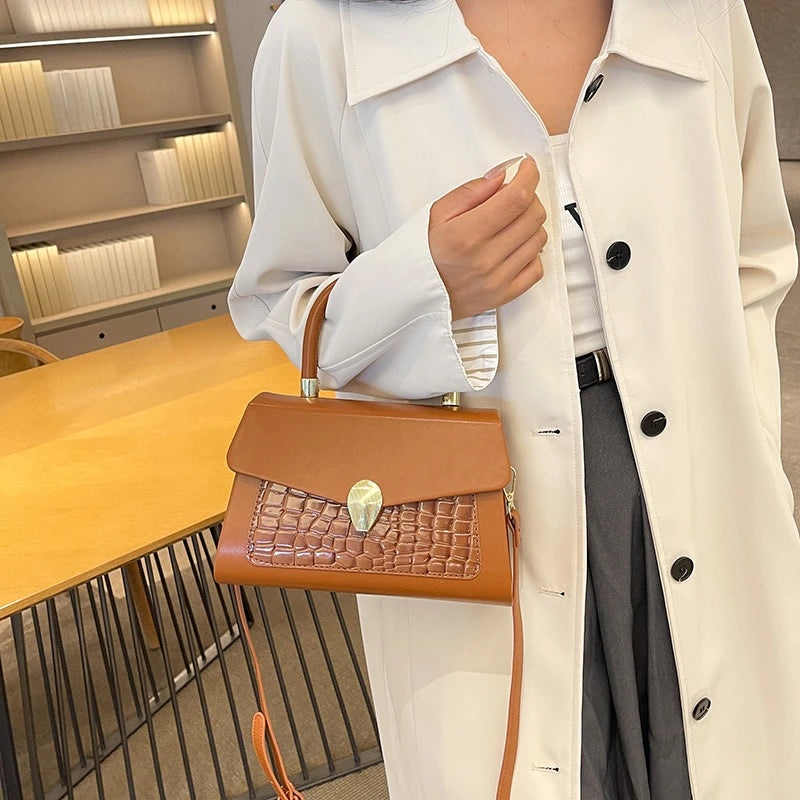 Luxury Black Handbag Classic Women Bag 2024 New Designer Shoulder Bag High Quality Solid Pu Leather Crossbody Small Square Bag