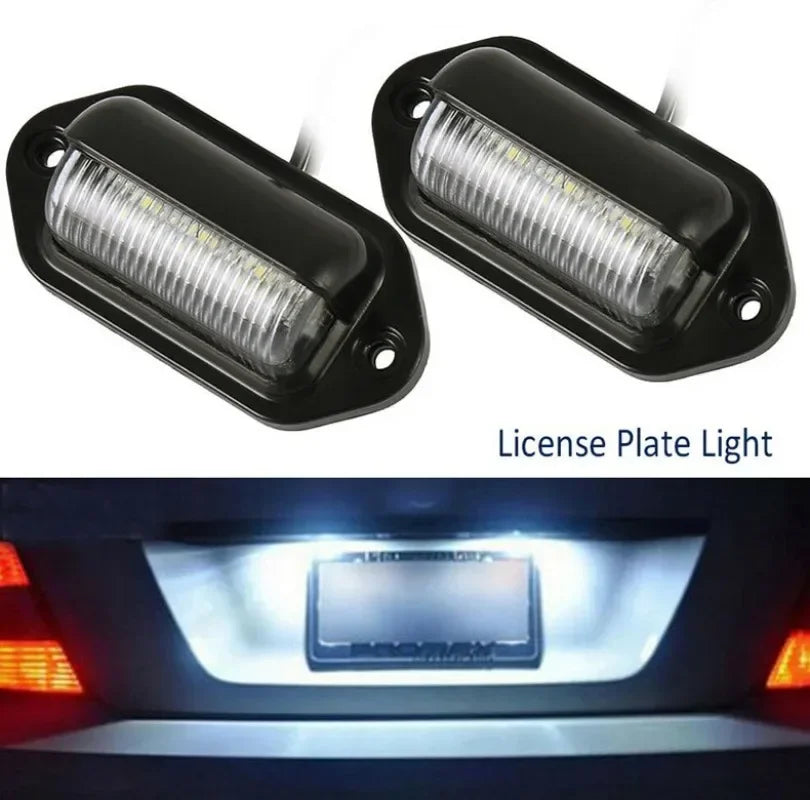 6 LED Car License Number Plate Lights Waterproof 12-24V Universal Truck RV Trailer Tail License Plate White Side Lamp Bulbs