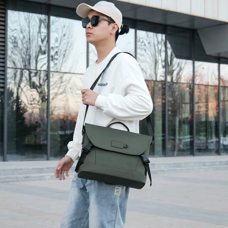 Fashion trend simple atmosphere high-density waterproof fabric casual business men's shoulder handbag crossbody bag masculinity