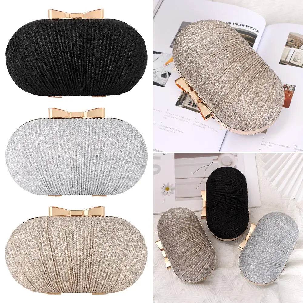 Wedding Bridal Beaded Women Evening Bag Chain Shoulder Handbags Elegant Rhinestones Clutch Egg Shape Evening Bag