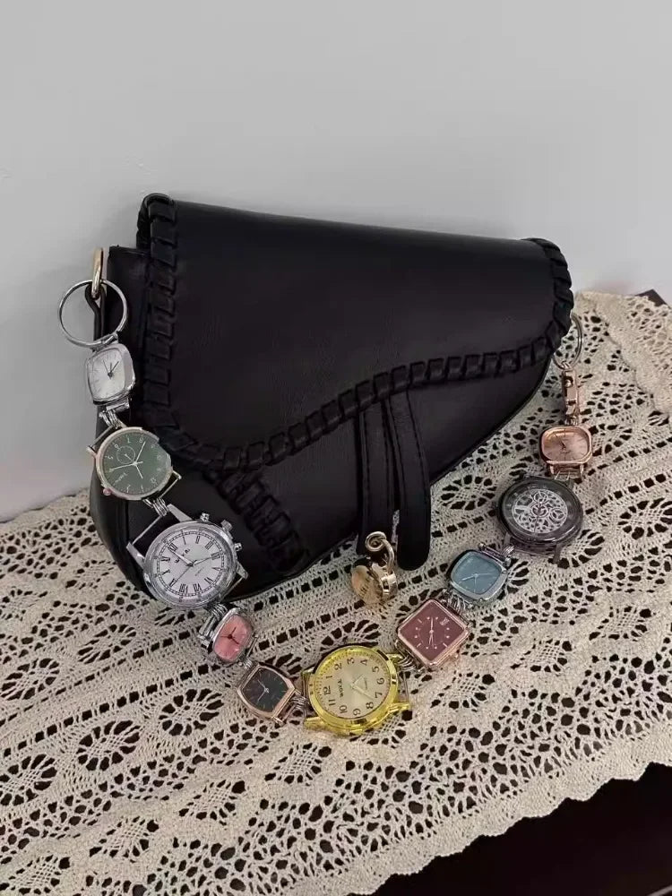 Designer Luxury Saddle Bag Women 2025 New In Fashion Chic Metal Watch Strap Shoulder Bag Trend Graffiti Novelty Female Bags