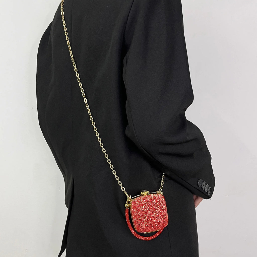 Banquet Bag for Women High-quality Acrylic Shoulder Bag with Mirror Designer Full Diamond Mini Crossbody Bag Cute Lipstick Bag