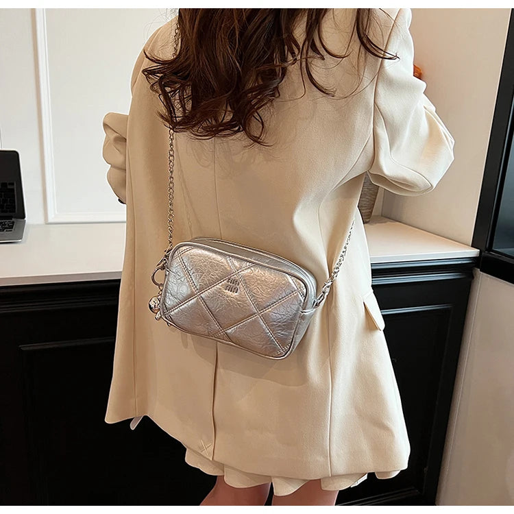 Luxury Silver Bowling Bag Women Top-Handle Bags Luxury Brand Designer's Crossbody Bags Small Lipstick Cosmetics Purses Bolsa