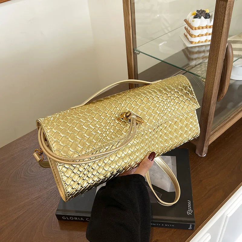 Woven Crossbody Bag for Women Woven Handbag Soft PU Leather Shoulder Bag Evening Clutch Chic Famous Brand Luxury Flap Bag ﻿2025