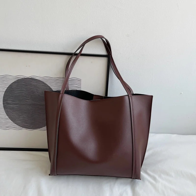 Large Capacity Shoulder Bag Trendy Pu Leather Tote Bags Solid Color Ladies Handbag Women's Fashion Underarm bags