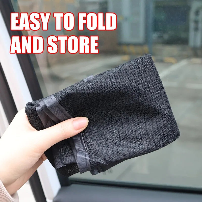Magnetic Car Sunshade Universal Foldable Unobstructed View Nylon Mesh Curtain with Strong Magnets UV Protection Window Sunshades