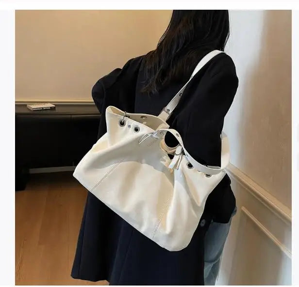 Personality Tote Bag for Women Solid Suede Pillow Underarm Bags Large Capacity Female Commute Shoulder Bags Matte Travel Pack