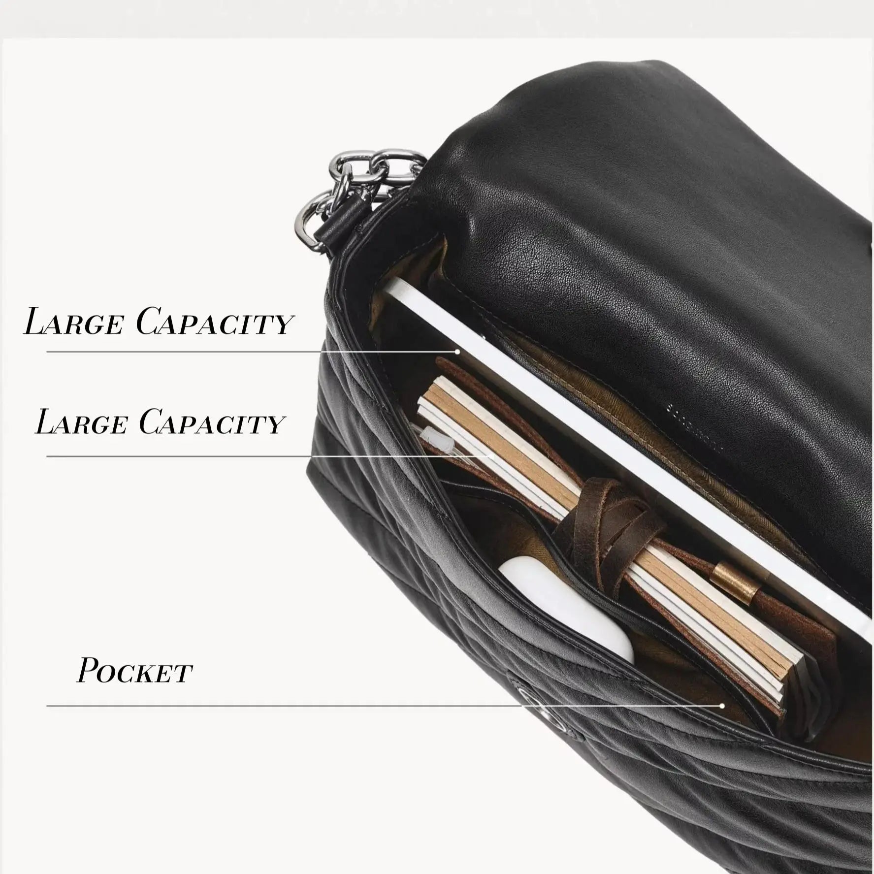 Postman's Bag Single-Shoulder Crossbody Commuter Leather Women's Chain Soft Square Bag Large Capacity Versatile Everyday