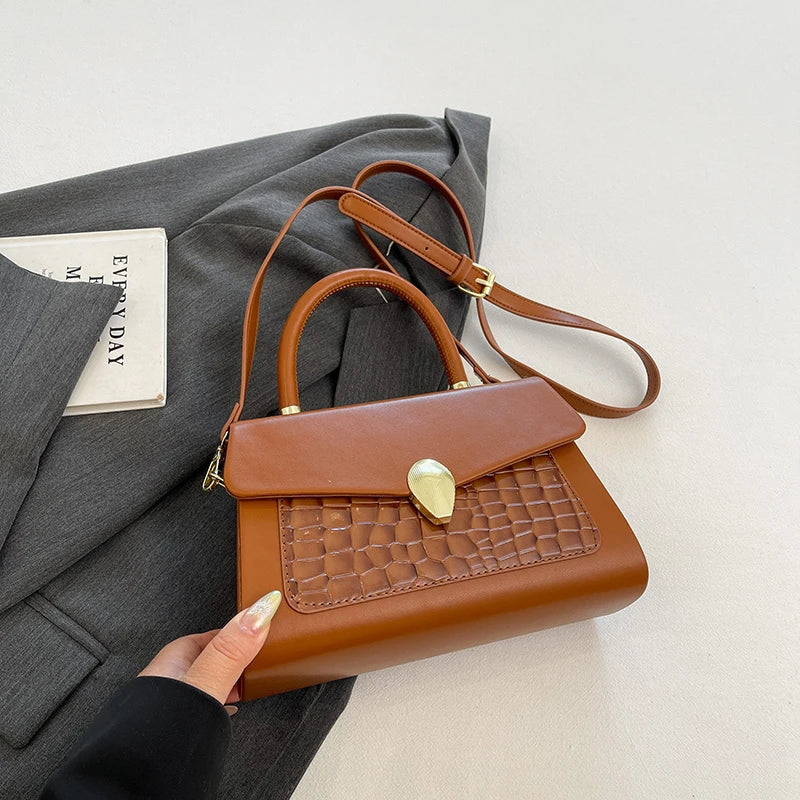 Luxury Black Handbag Classic Women Bag 2024 New Designer Shoulder Bag High Quality Solid Pu Leather Crossbody Small Square Bag