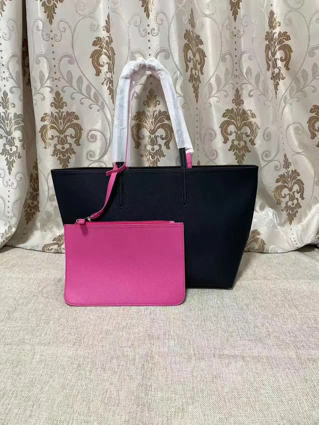 Large Capacity Fashionable Simplistic French Crocodile Ladies Shoulder Bag Double Sided Color Block Handbag Tote Bag