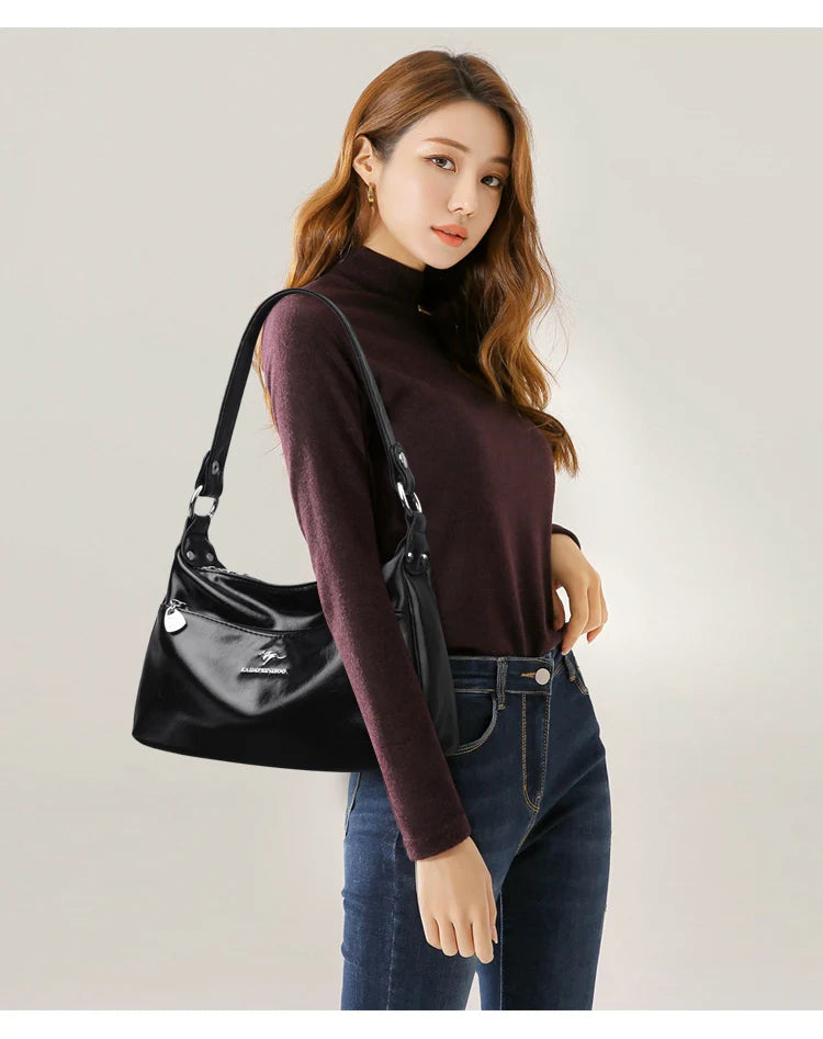New Messenger Bags Women Fashion Handbags Retro Solid Color PU Leather Shoulder Underarm Bag Casual Women Handbags Designer Bag